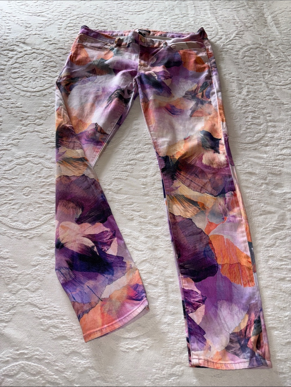 Vintage Guess Marciano Women’s Floral Watercolor Print Skinny Jeans EUC 32